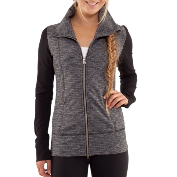 Lululemon Athletica Daily Yoga Black/Gray Coco Pique Jacket Size 8 - Picture 1 of 11